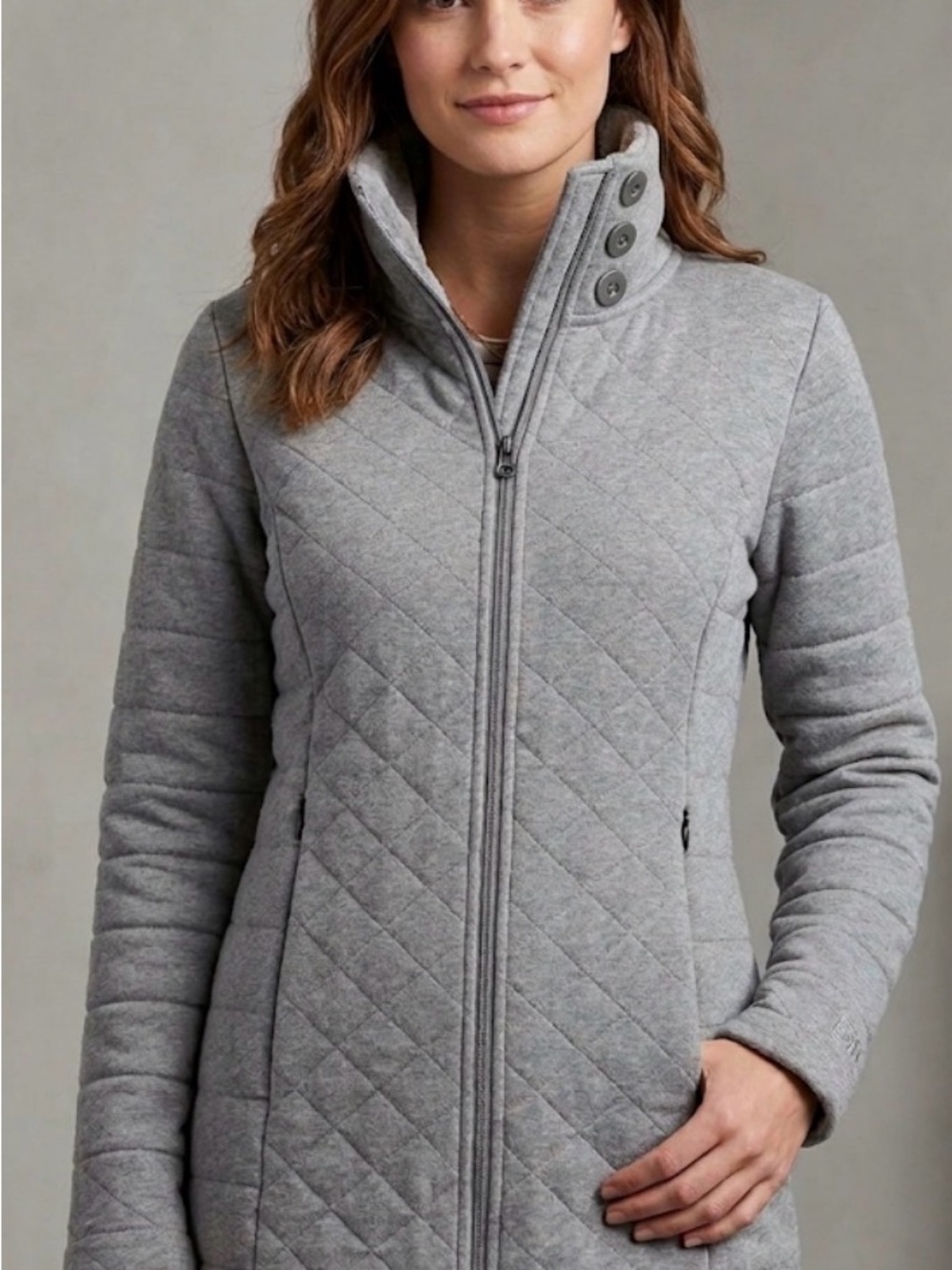The North Face Grey Women's Caroluna Mid-Length Zipper Jacket Size Medium